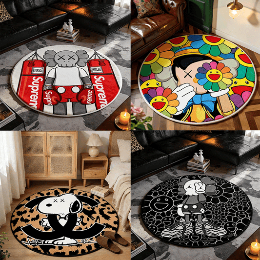 Bedroom Mat ラグ 円形 短毛 1115-1-18