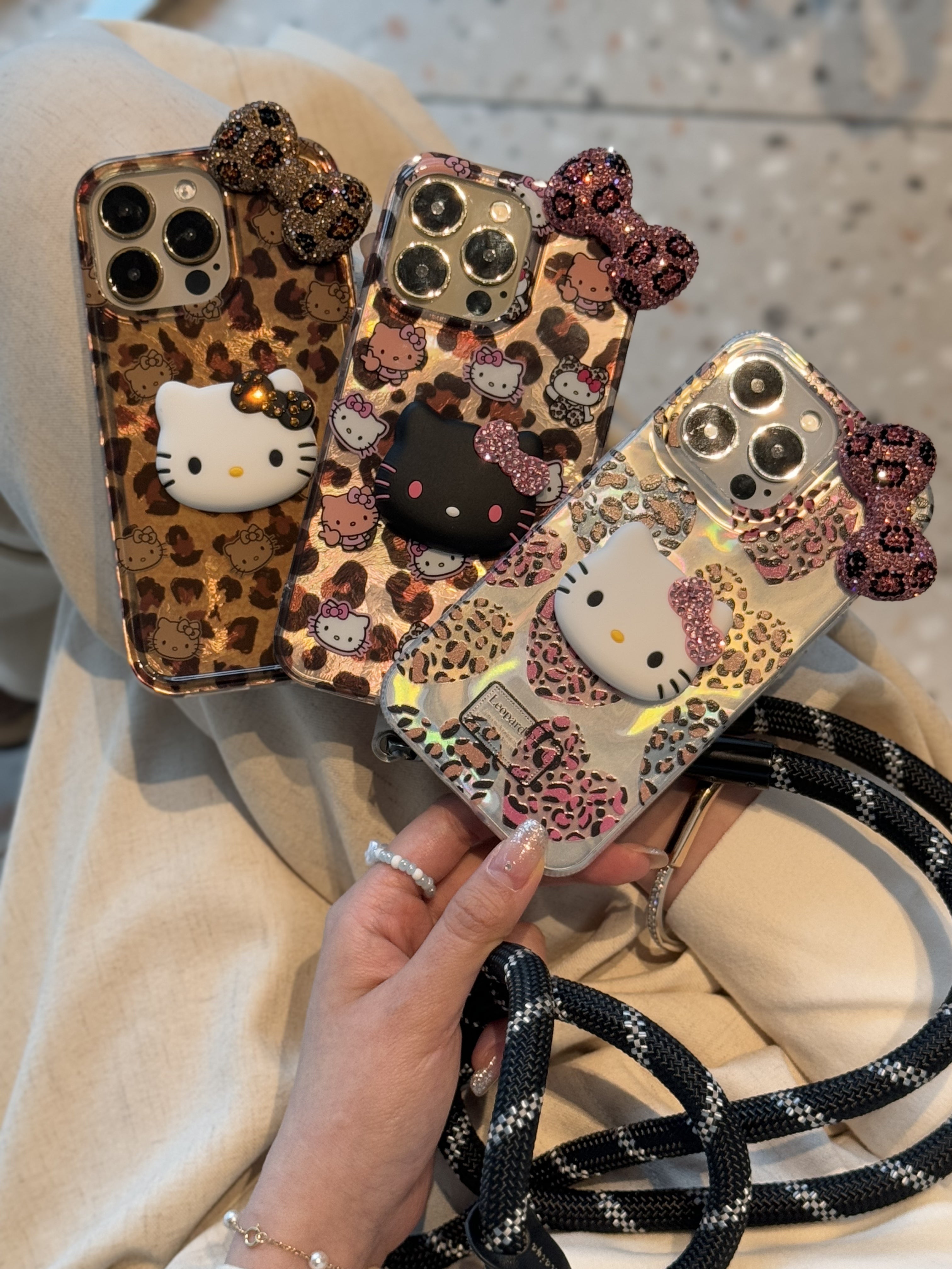 【クリスタル】10MMストラップ ショルダー付きiPhoneケース  1128-6