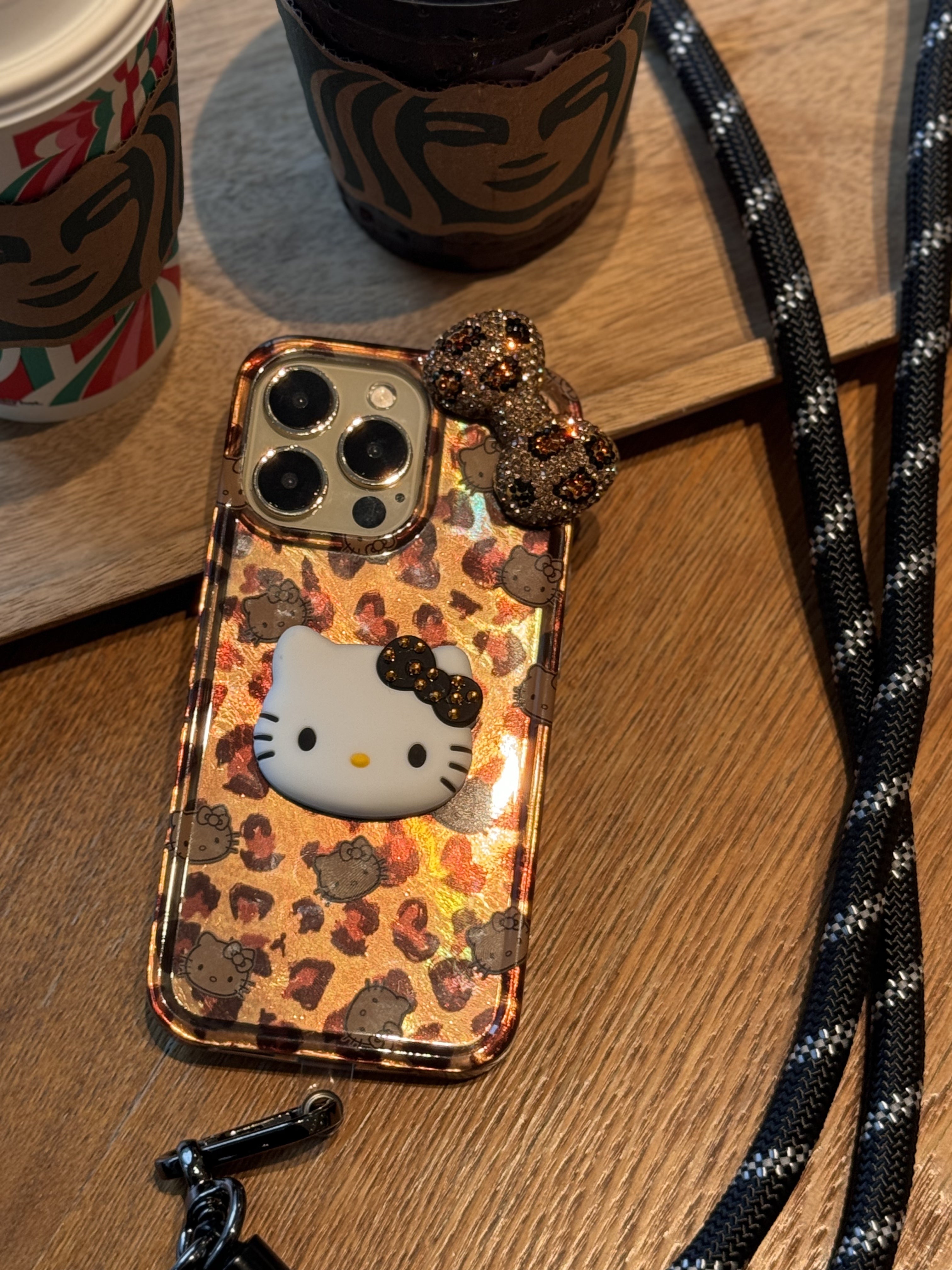 【クリスタル】10MMストラップ ショルダー付きiPhoneケース  1128-5