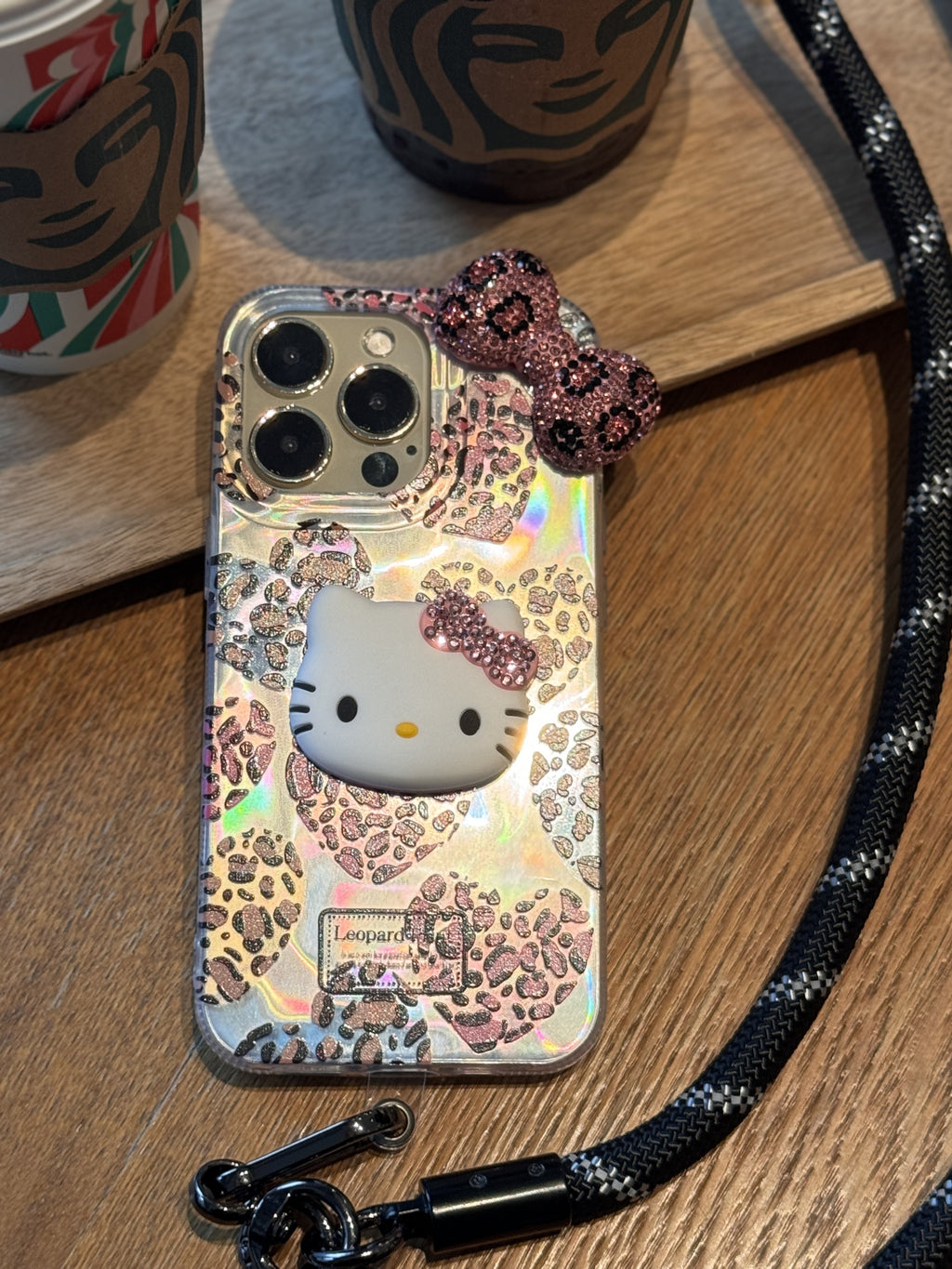 【クリスタル】10MMストラップ ショルダー付きiPhoneケース  1128-6