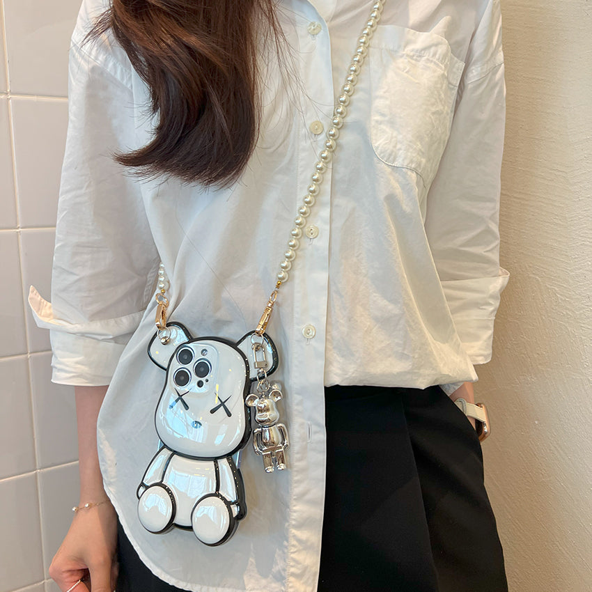 BR Brick パープル パールストラップ付きiPhoneケース 821-1-8