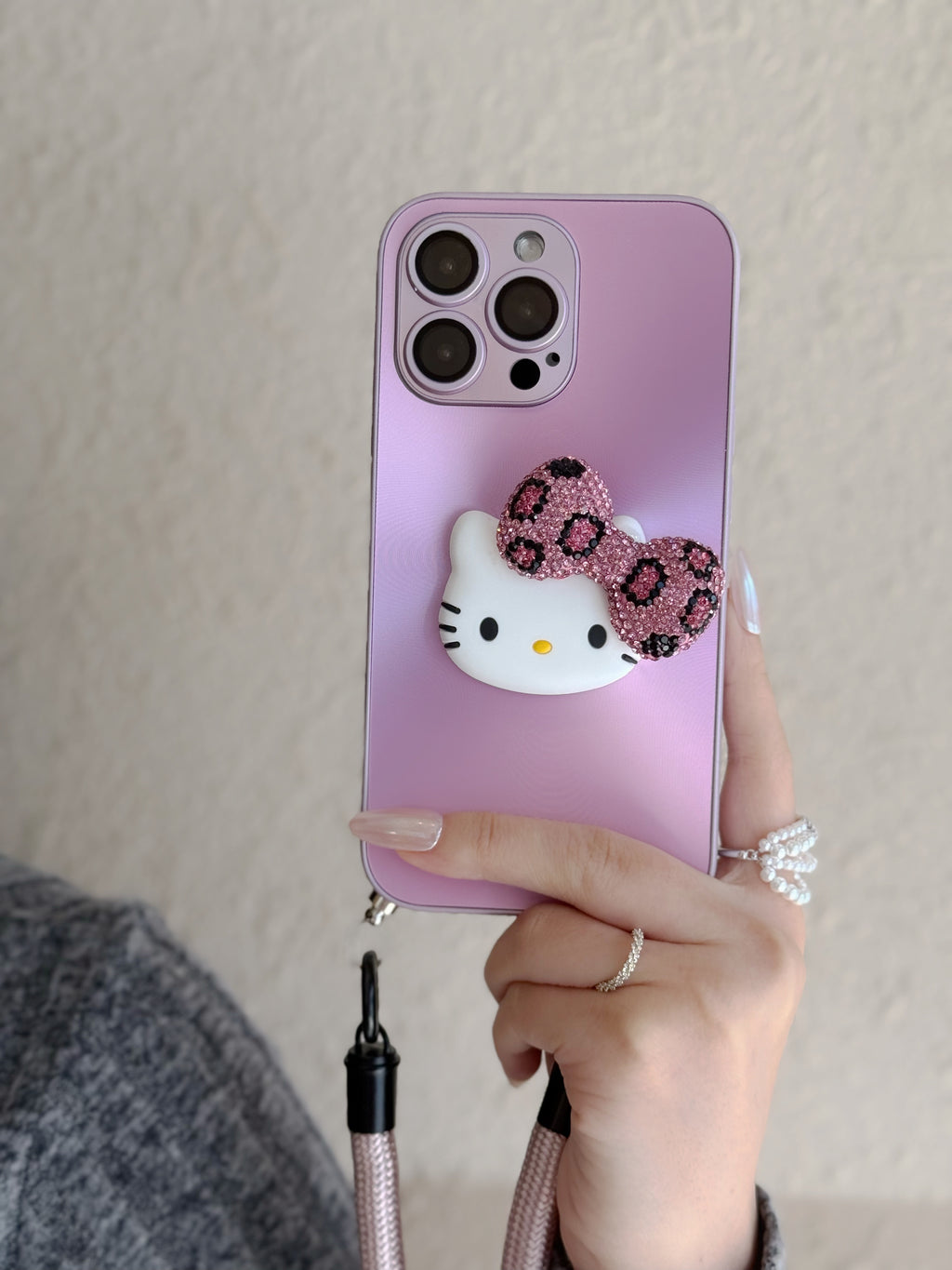 【クリスタル】10MMストラップ ショルダー付きiPhoneケース  1113-3