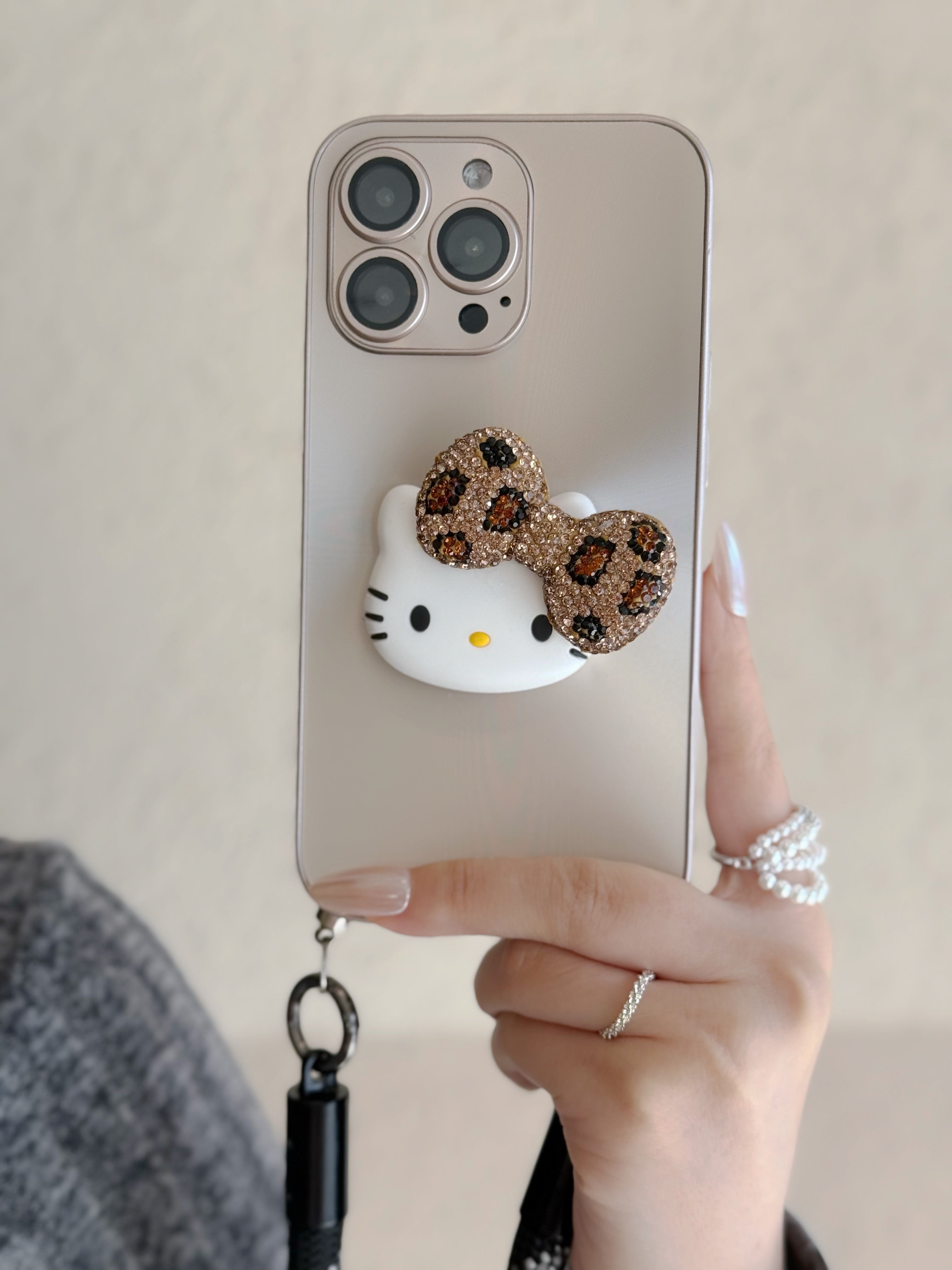 【クリスタル】10MMストラップ ショルダー付きiPhoneケース  1113-4